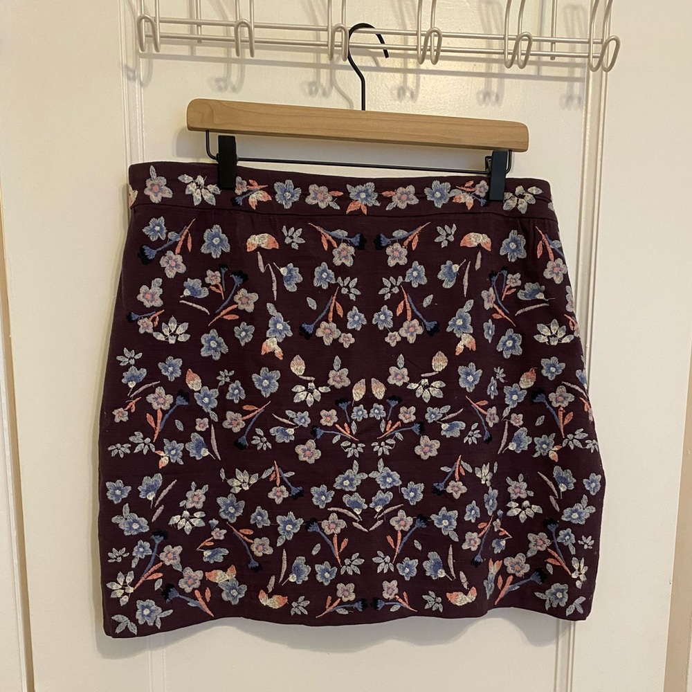 Size 18 floral embroidered burgundy skirt